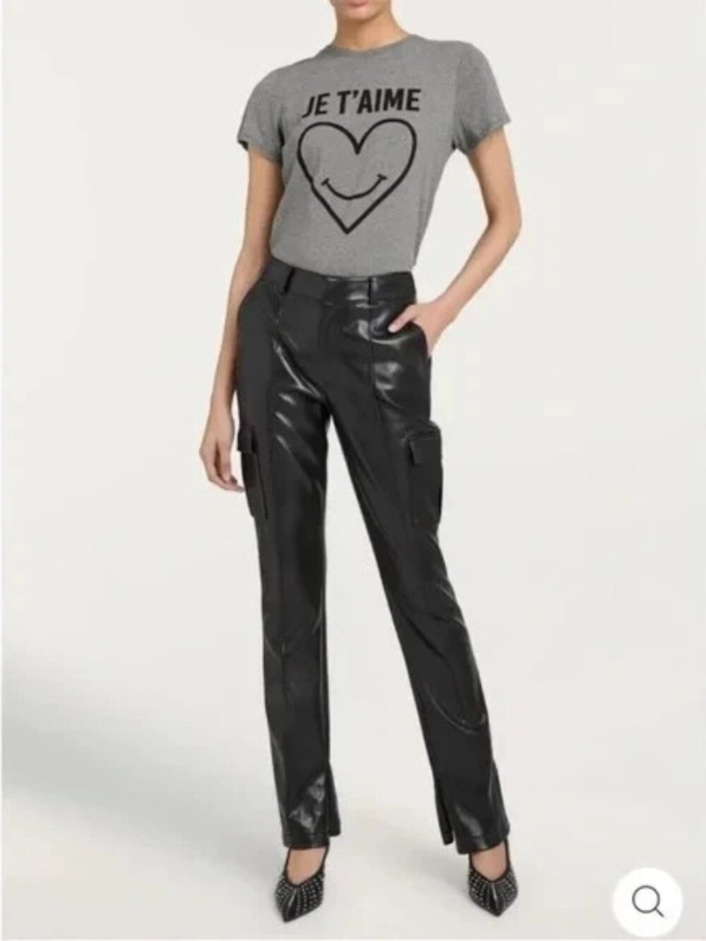 NWOT Cinq a Sept 5 a 7 Norah Vegan Faux Leather Cargo Split Hem Black Pants 10